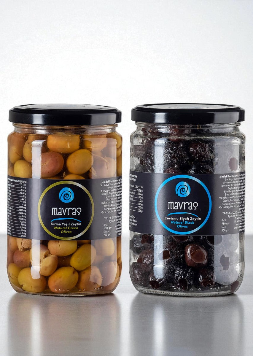 1 Yeşil Zeytin 500 g + 1 Siyah Zeytin 500 g Mavras Zeytin