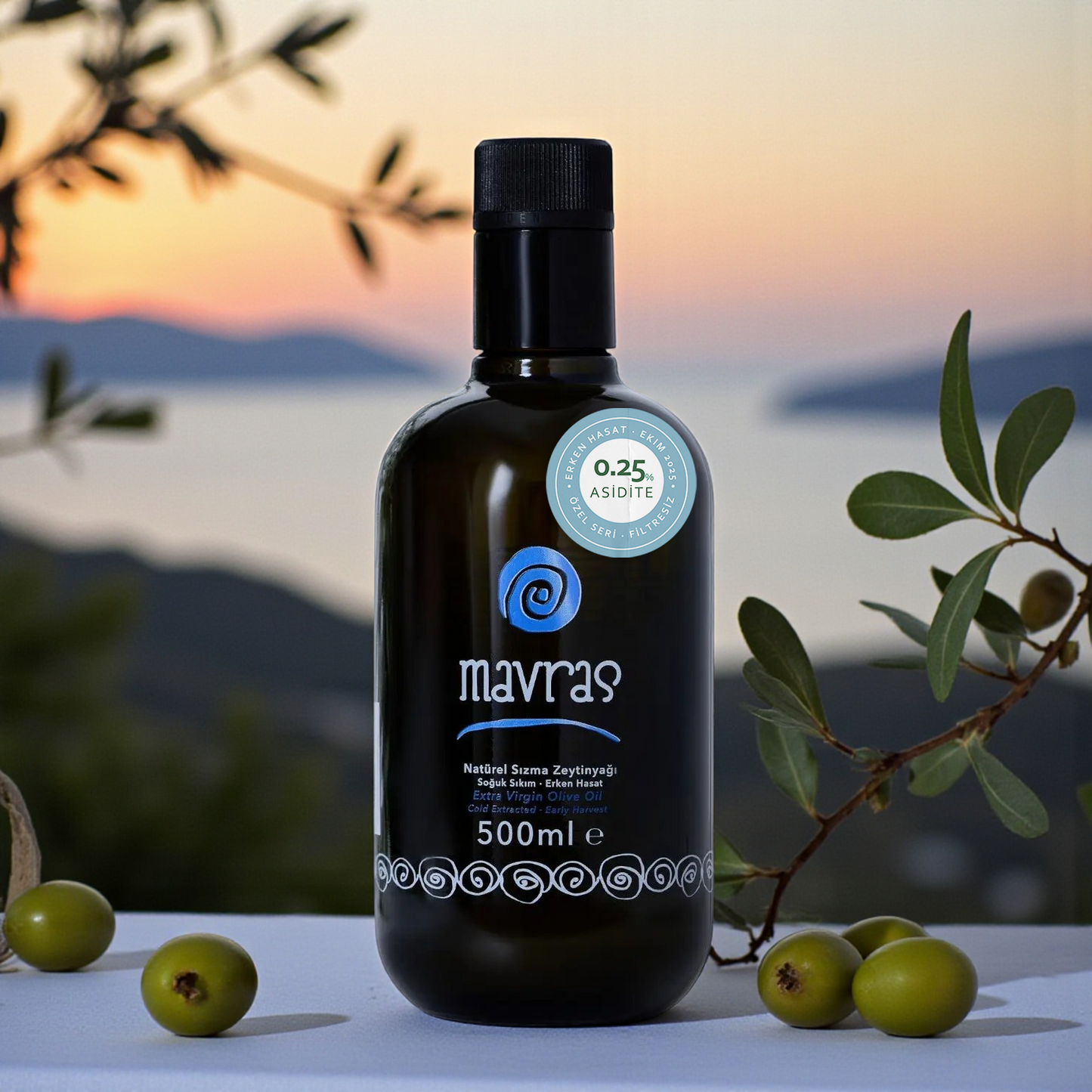 Özel Seri Natürel Sızma Zeytinyağı - Erken Hasat 0.25% Asidite Filtresiz Yeni Hasat: 2025 Ekim Mavras Zeytin