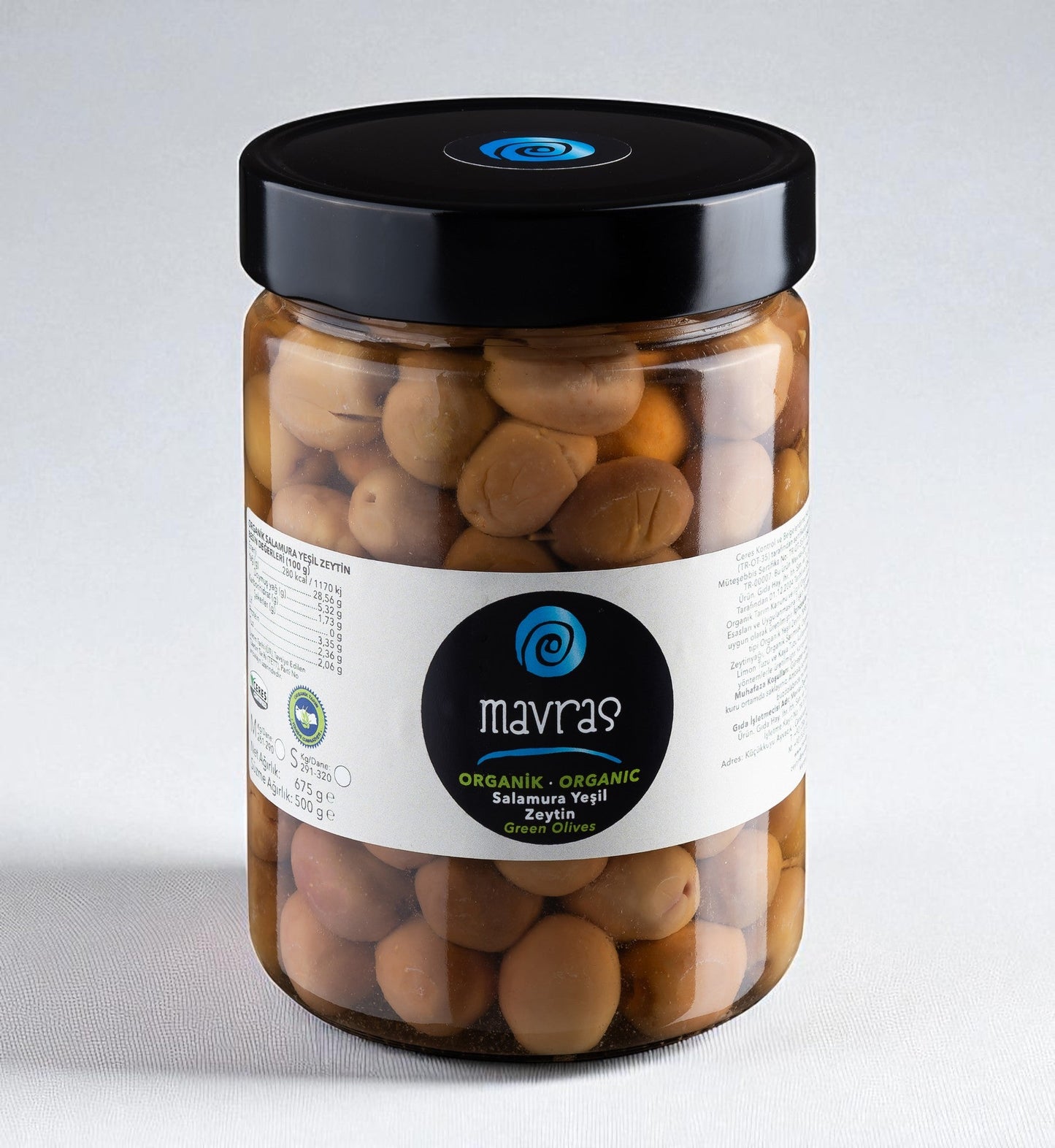 Organik Salamura Yeşil Zeytin 500 GR Mavras Zeytin