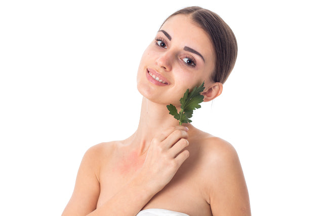 Young girl takes care her skin.