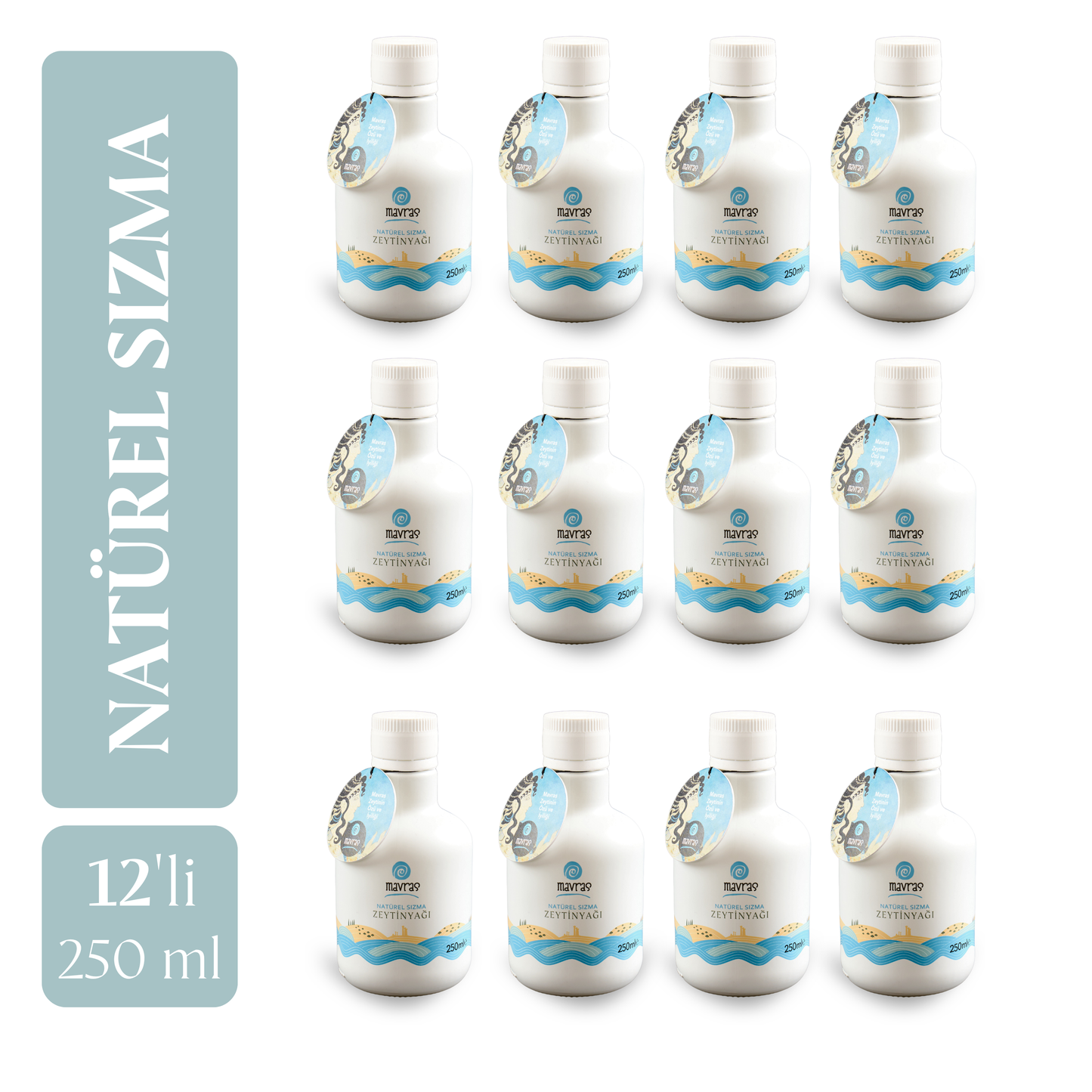 Soğuk Sıkım Natürel Sızma Zeytinyağı (250ml) 12’li Paket Mavras Zeytin