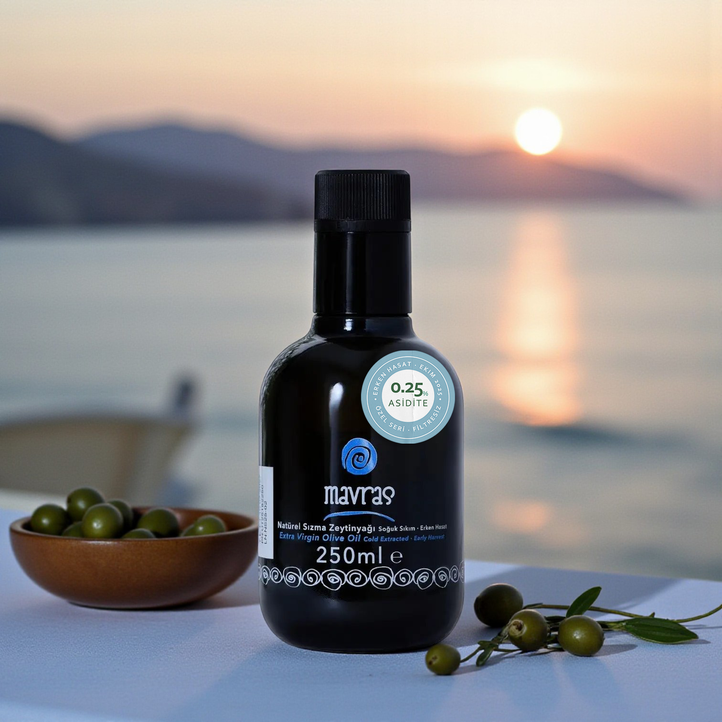 Özel Seri Natürel Sızma Zeytinyağı - Erken Hasat 0.25% Asidite Filtresiz Yeni Hasat: 2025 Ekim Mavras Zeytin